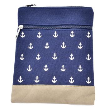 Handtasche Canvas Crossbag Anker blau